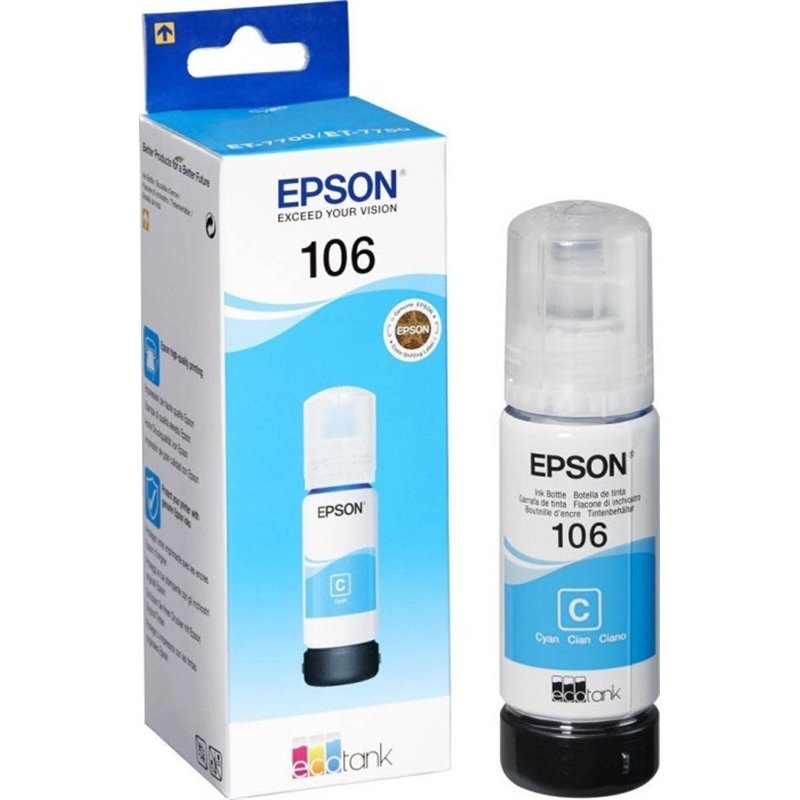 Epson 106 Cyan - Bouteille d'encre d'origine C13T00R240