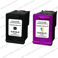 Lot de 2 Cartouches compatibles HP 301 XL (Noire+Couleur)