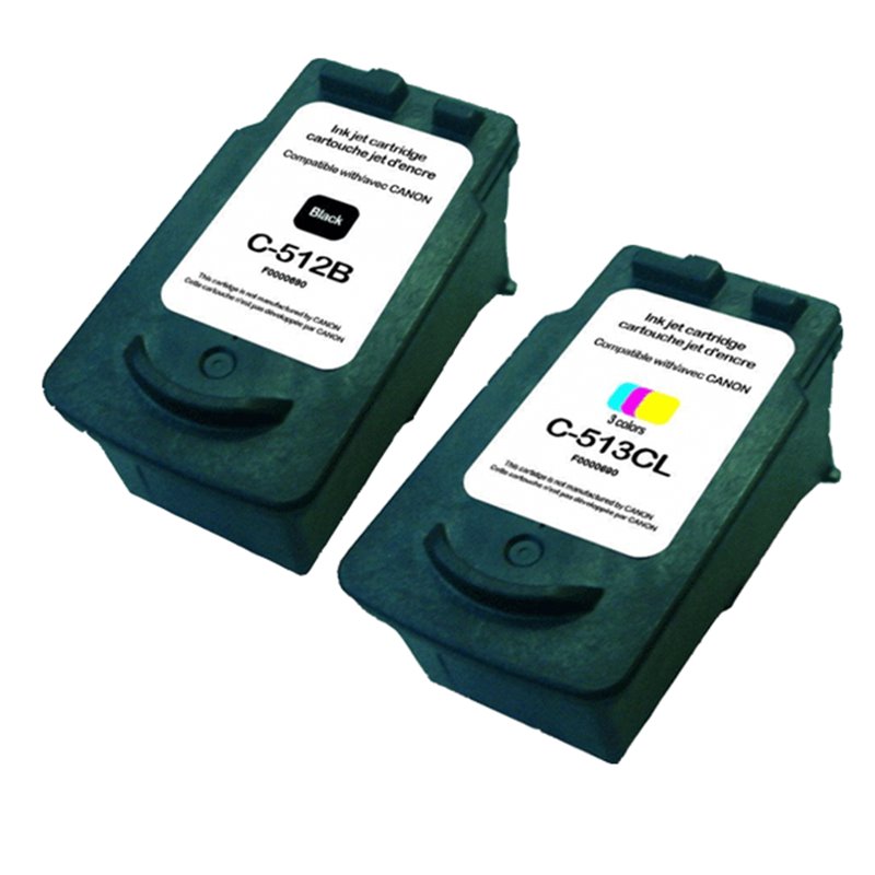 Lot de 2 cartouches compatibles pour Canon PG-512 /CL-513 (Haute Capacité)