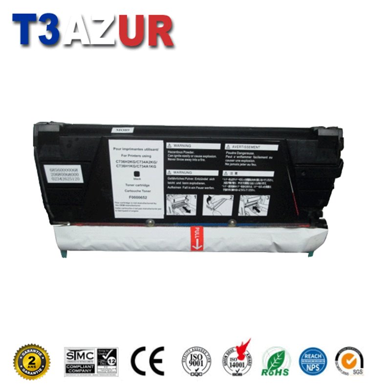 Toner compatible Lexmark C734/C736/X738 (C734A1KG)- Noire -8 000 pages