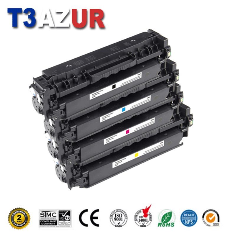 Lot de 4 Toners compatibles HP CF410X/ CF411A/ CF412A/ CF413A (410X/410A)