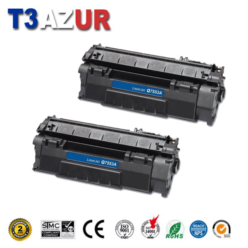 Lot de 2 Toners compatibles HP Q7553A/Q5949A/ Canon 708/715- 3 000 pages