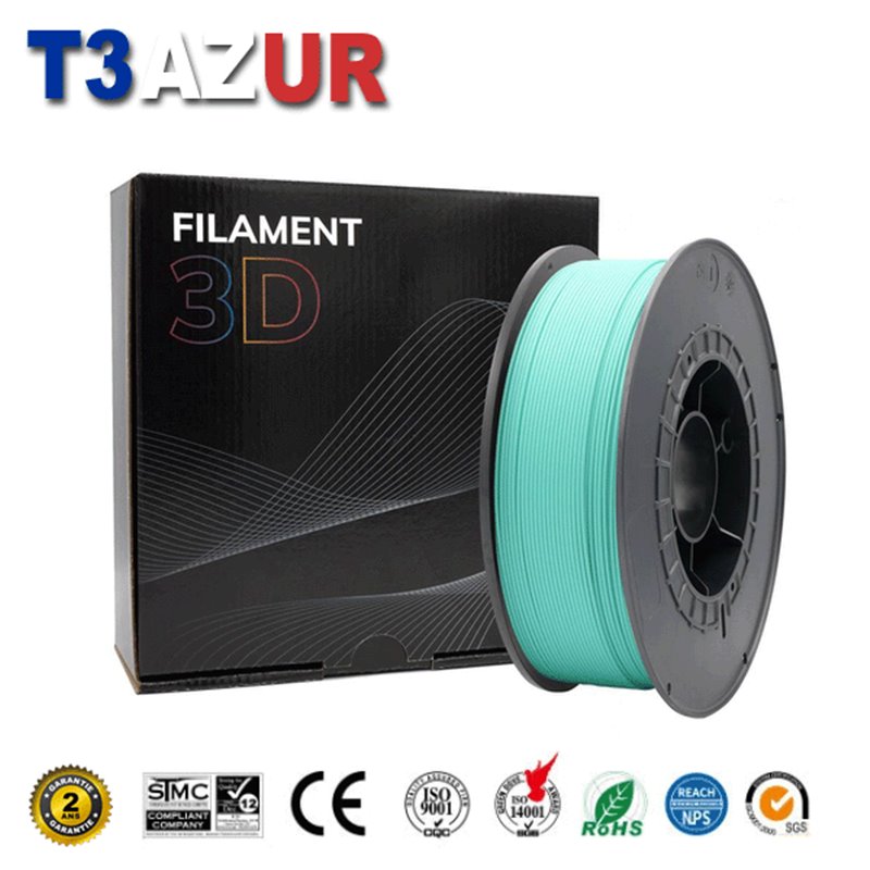 Filament d'imprimante PLA 3D - Diamètre 1.75mm - Bobine 1kg - Couleur Vert Pastel