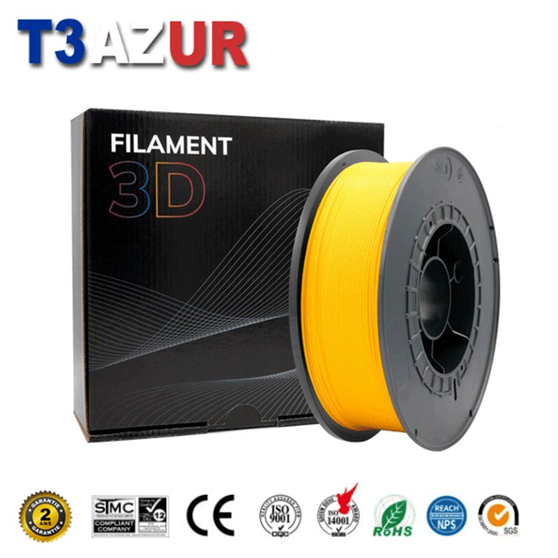 Filament d'imprimante PLA 3D - Diamètre 1.75mm - Bobine 1kg - Couleur Jaune