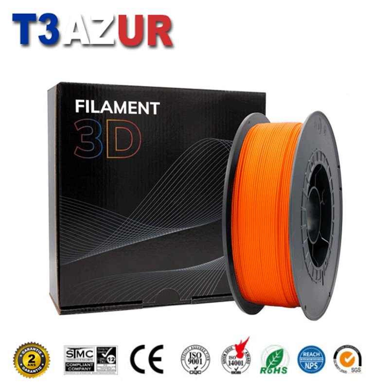 Filament d'imprimante PLA 3D - Diamètre 1.75mm - Bobine 1kg - Couleur Orange