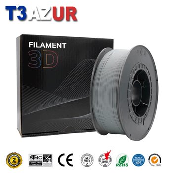 Filament d'imprimante PLA 3D - Diamètre 1.75mm - Bobine 1kg - Couleur Gris