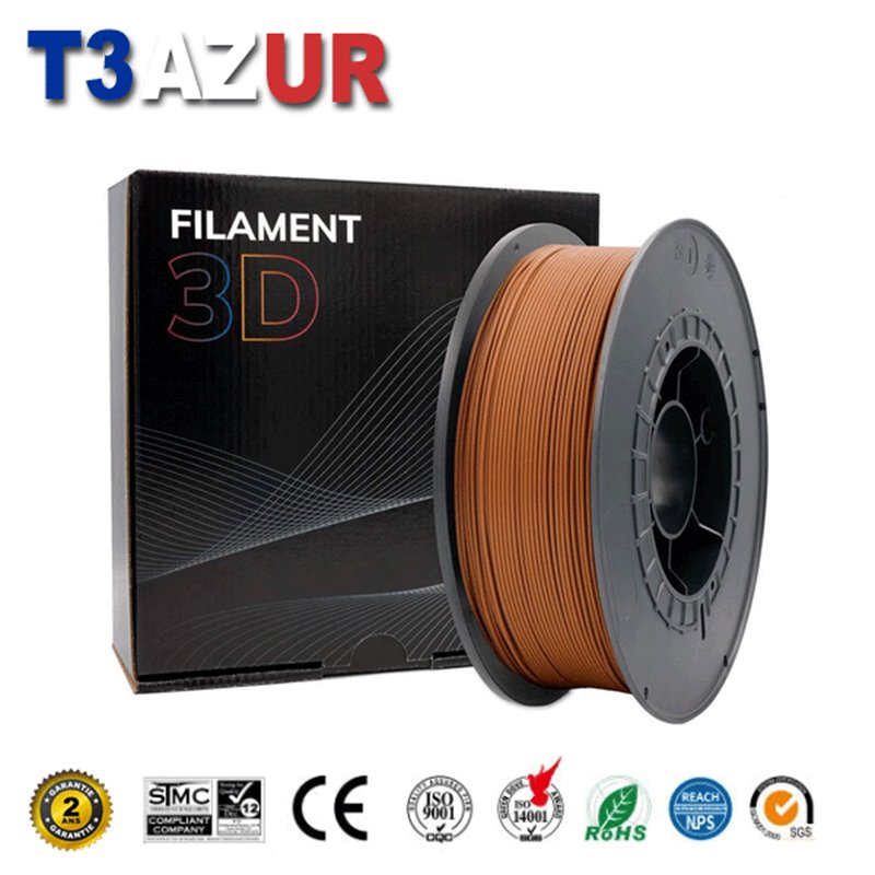 Filament d'imprimante PLA 3D - Diamètre 1.75mm - Bobine 1kg - Couleur Marron