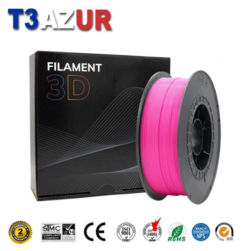 Filament d'imprimante PLA 3D - Diamètre 1.75mm - Bobine 1kg - Couleur Rose Fluo