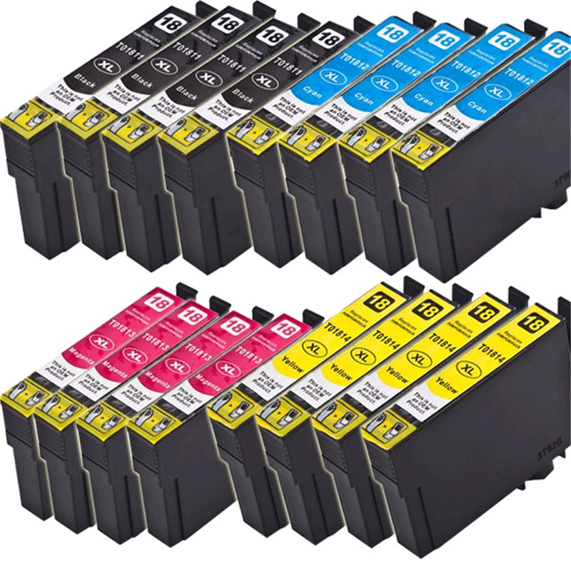 Lot de 16 Cartouches compatibles Epson T1811 / T1812 / T1813 / T1814