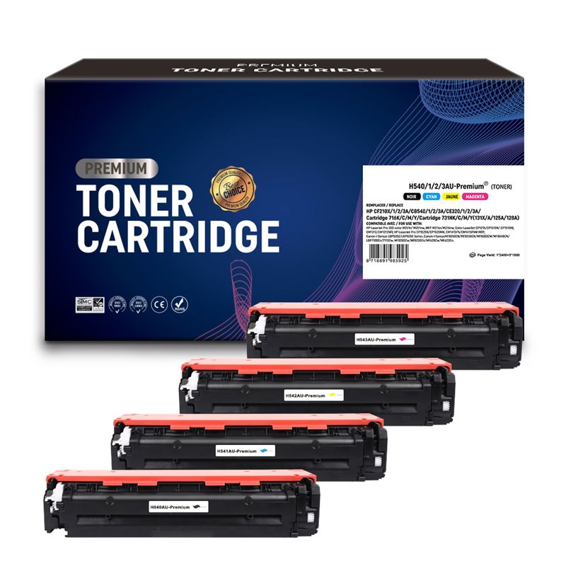 Premium Compatible - Lot de 4 Toners compatibles avec HP CB540A - Noire - 2 200 pages