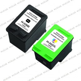 Cartouche compatible HP 336 (C9362EE)+ HP 342 (C9361EE)-Noire + Couleur-18ml