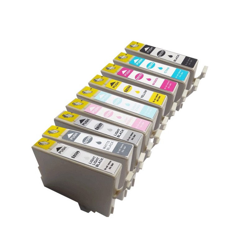 Lot de 9 Cartouches compatible Epson T0591 - T0599