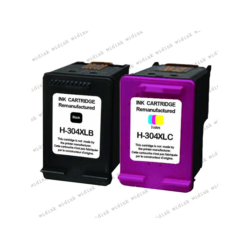 Lot de 2 cartouches compatibles HP 304XL (Noir+Couleur)